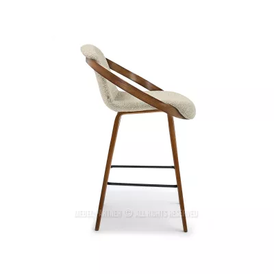 Designer-Barstuhl HODA – Walnuss/Beige