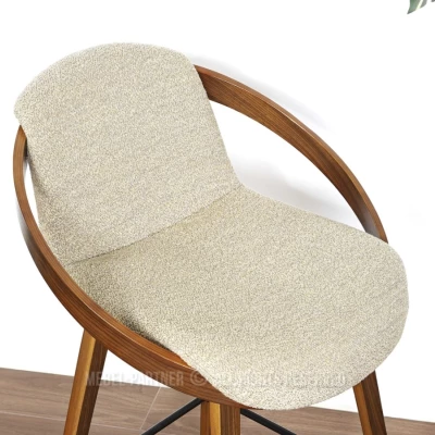 Designer-Barstuhl HODA – Walnuss/Beige