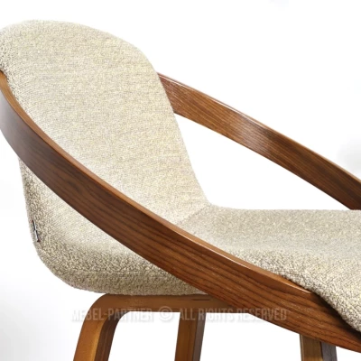 Designer-Barstuhl HODA – Walnuss/Beige