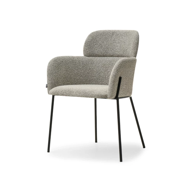 ELIZARA Polsteres Esszimmerstuhl - Dunkelbeige/Schwarz