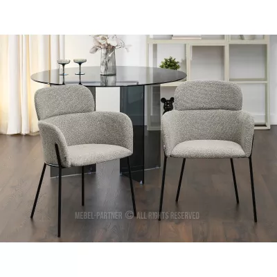 ELIZARA Polsteres Esszimmerstuhl - Dunkelbeige/Schwarz