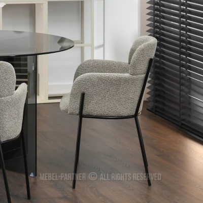 ELIZARA Polsteres Esszimmerstuhl - Dunkelbeige/Schwarz