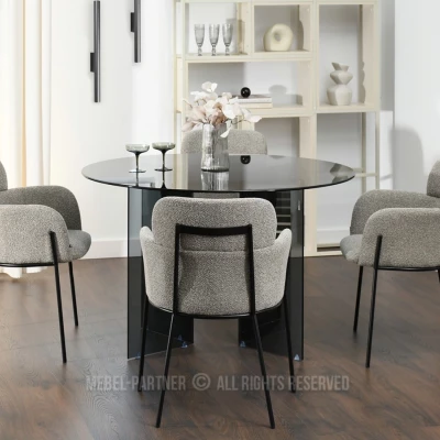 ELIZARA Polsteres Esszimmerstuhl - Dunkelbeige/Schwarz