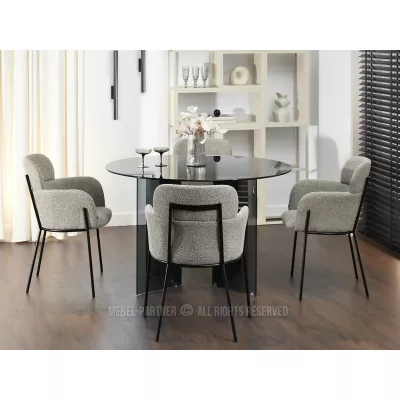 ELIZARA Polsteres Esszimmerstuhl - Dunkelbeige/Schwarz
