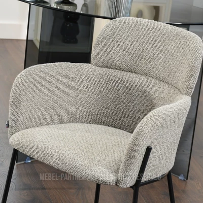ELIZARA Polsteres Esszimmerstuhl - Dunkelbeige/Schwarz