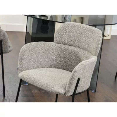 ELIZARA Polsteres Esszimmerstuhl - Dunkelbeige/Schwarz