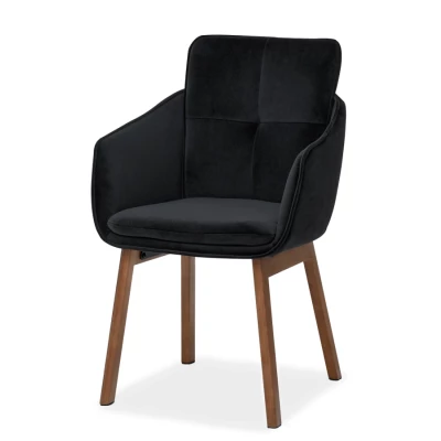Eleganter Esszimmerstuhl VIVIENNE – Schwarz/Walnuss