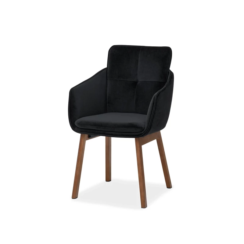 Eleganter Esszimmerstuhl VIVIENNE – Schwarz/Walnuss