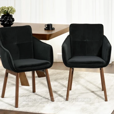 Eleganter Esszimmerstuhl VIVIENNE – Schwarz/Walnuss