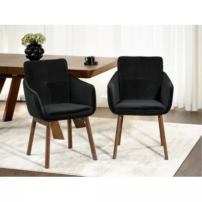 Eleganter Esszimmerstuhl VIVIENNE – Schwarz/Walnuss
