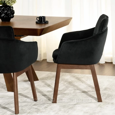 Eleganter Esszimmerstuhl VIVIENNE – Schwarz/Walnuss