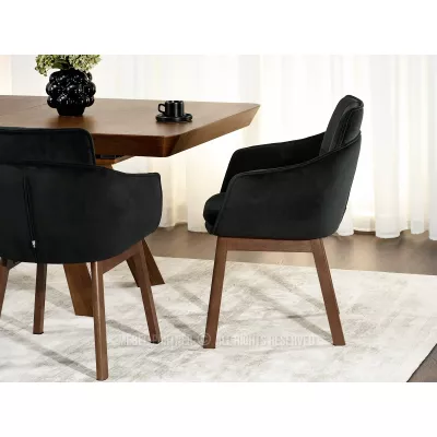 Eleganter Esszimmerstuhl VIVIENNE – Schwarz/Walnuss