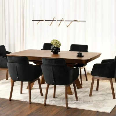 Eleganter Esszimmerstuhl VIVIENNE – Schwarz/Walnuss