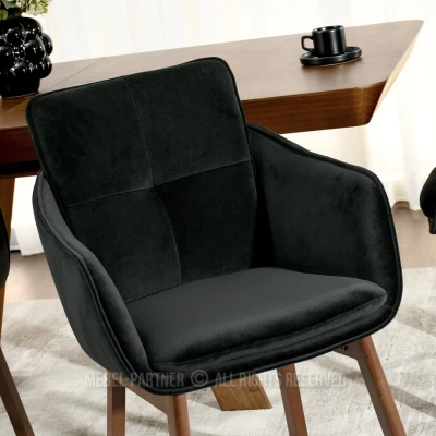 Eleganter Esszimmerstuhl VIVIENNE – Schwarz/Walnuss