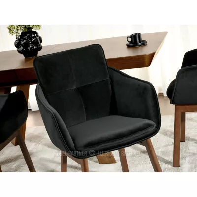 Eleganter Esszimmerstuhl VIVIENNE – Schwarz/Walnuss