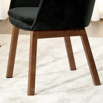Eleganter Esszimmerstuhl VIVIENNE – Schwarz/Walnuss