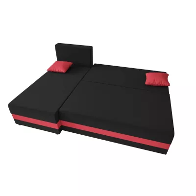 Modernes Ecksofa HORTENZIE – schwarz / rot