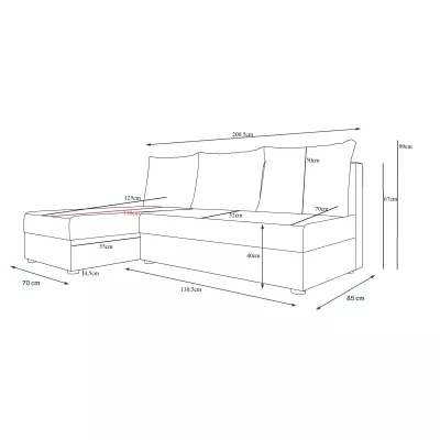 Modernes Ecksofa HORTENZIE – dunkelgrau / grau