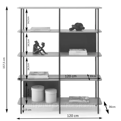Breites Regal ELEMER – Eiche/Schwarz