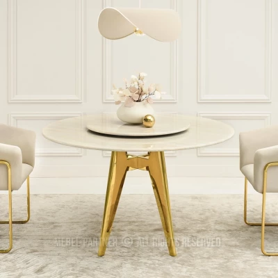 Eleganter Esstisch FARKAS – beige/gold