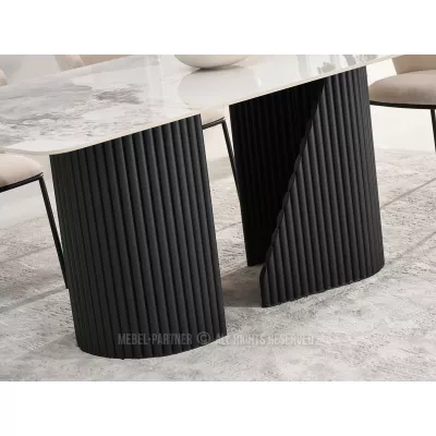 Designer-Esstisch FARID – weißer Marmor / schwarz