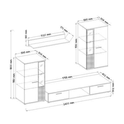 Wohnzimmermöbel mit Beleuchtung SANA – weiß