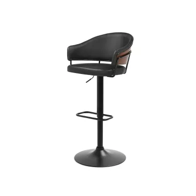 Verstellbarer Barhocker MIRTA – Graphit/Walnuss/Schwarz