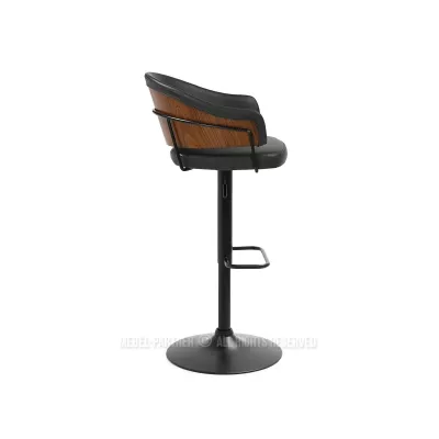 Verstellbarer Barhocker MIRTA – Graphit/Walnuss/Schwarz