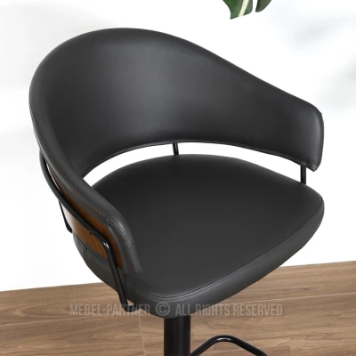 Verstellbarer Barhocker MIRTA – Graphit/Walnuss/Schwarz