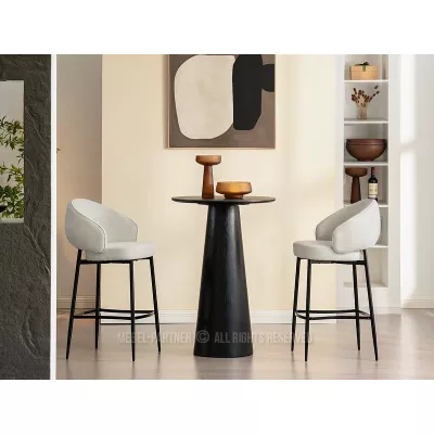 BERNARDINA gepolsterter Barhocker – hellbeige/schwarz
