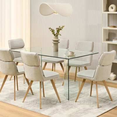 Stilvoller Esszimmerstuhl DANIJELA – Beige/Eiche
