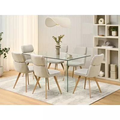 Stilvoller Esszimmerstuhl DANIJELA – Beige/Eiche