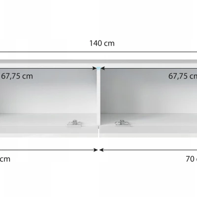 TV-Bank CERIEE 140 – Eiche Wotan / weiß glänzend