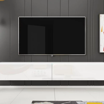 TV-Bank CERIEE 180 – weiß / weiß glänzend