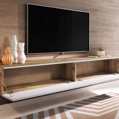 TV-Bank CERIEE 180 – Eiche Wotan / weiß glänzend