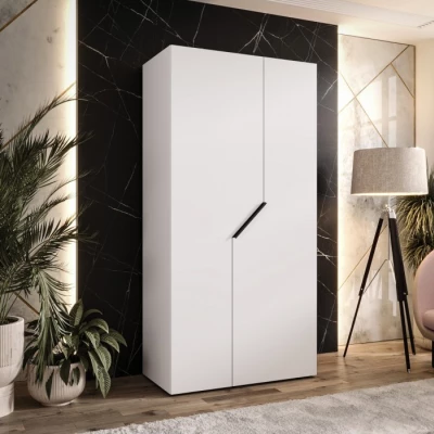 Schmaler Kleiderschrank 100 cm ELIRA 1 - weiß / schwarzer Griff