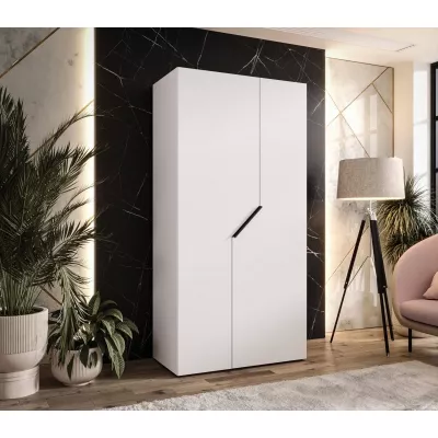 Schmaler Kleiderschrank 100 cm ELIRA 1 - weiß / schwarzer Griff