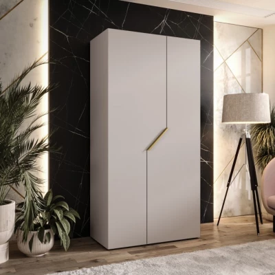Schmaler Kleiderschrank 100 cm ELIRA 1 - Kaschmir / goldener Griff