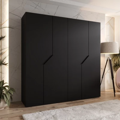Viertüriger Kleiderschrank 200 cm ELIRA 1 - schwarz / schwarze Griffe