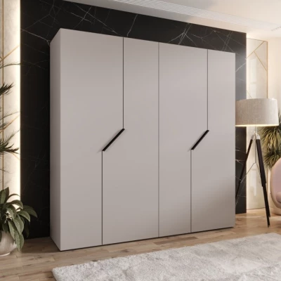 Viertüriger Kleiderschrank 200 cm ELIRA 1 - Kaschmir / schwarze Griffe