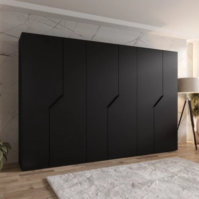 Breiter Kleiderschrank 300 cm ELIRA 1 - schwarz / schwarze Griffe