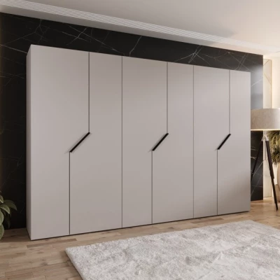 Breiter Kleiderschrank 300 cm ELIRA 1 - Kaschmir / schwarze Griffe