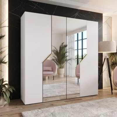 Spiegelschrank 200 cm ELIRA 2 - weiß / goldene Griffe
