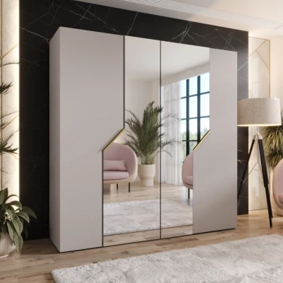 Spiegelschrank 200 cm ELIRA 2 - Kaschmir / goldene Griffe