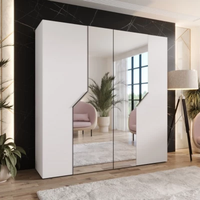 Spiegelschrank 200 cm ELIRA 2 - weiß / Griffe aus Kaschmir