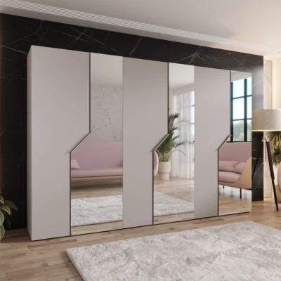 Breiter Spiegelschrank 300 cm ELIRA 2 - Kaschmir / Kaschmirgriffe
