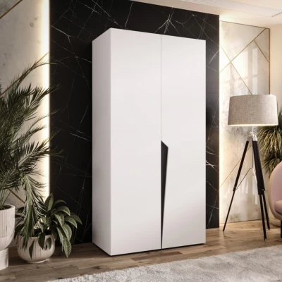 Kleiderschrank 100 cm SORAYA 1 - weiß / schwarzer Griff