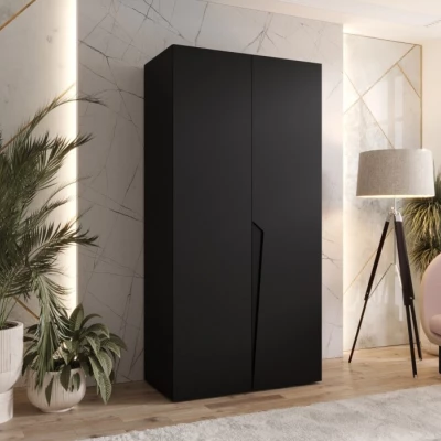 Kleiderschrank 100 cm SORAYA 1 - schwarz / schwarzer Griff