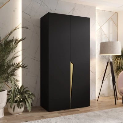 Kleiderschrank 100 cm SORAYA 1 - schwarz / goldener Griff