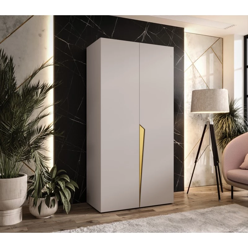 Kleiderschrank 100 cm SORAYA 1 - Kaschmir / goldener Griff